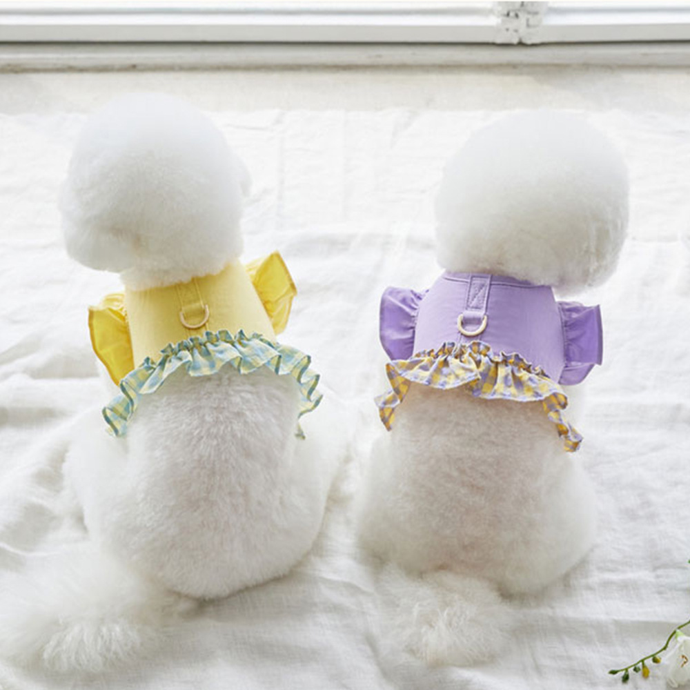 Lace Teddy Lingerie - สายจูงสุนัขแบบมีสีตัดกัน เสื้อกั๊กสั้นแบบผูกเชือกสำหรับสัตว์เลี้ยง สายจูงสำหรับพาสุนัขเดินเล่น อุปกรณ์สำหรับสัตว์เลี้ยงสำหรับสุนัขพันธุ์เล็ก เท็ดดี้ สายรัดอกสุนัข